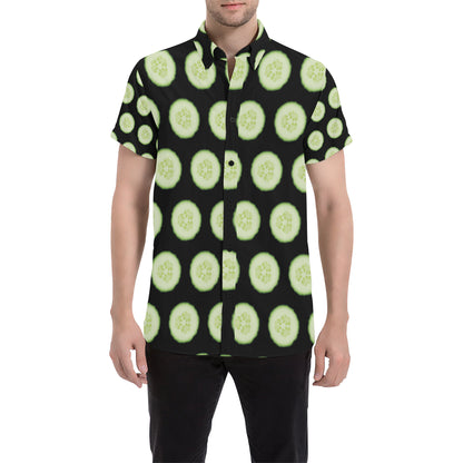 Cucumber Pattern Print Design CC02 Men's Short Sleeve Button Up Shirt