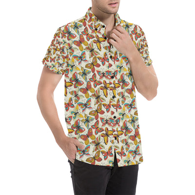 Butterfly Pattern Print Design 02 Men's Short Sleeve Button Up Shirt