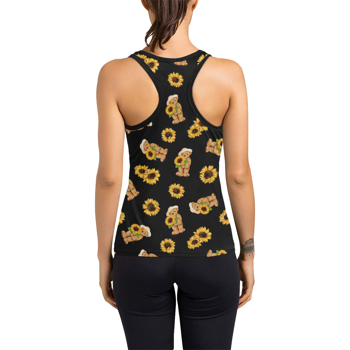 Sunflower Pattern Print Design SF016 Women's Racerback Tank Top