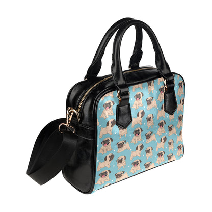 Pug Pattern Print Design A03 Shoulder Handbag