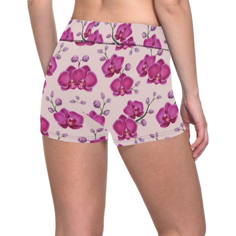 Orchid Purple Pattern Print Design OR04 Yoga Shorts