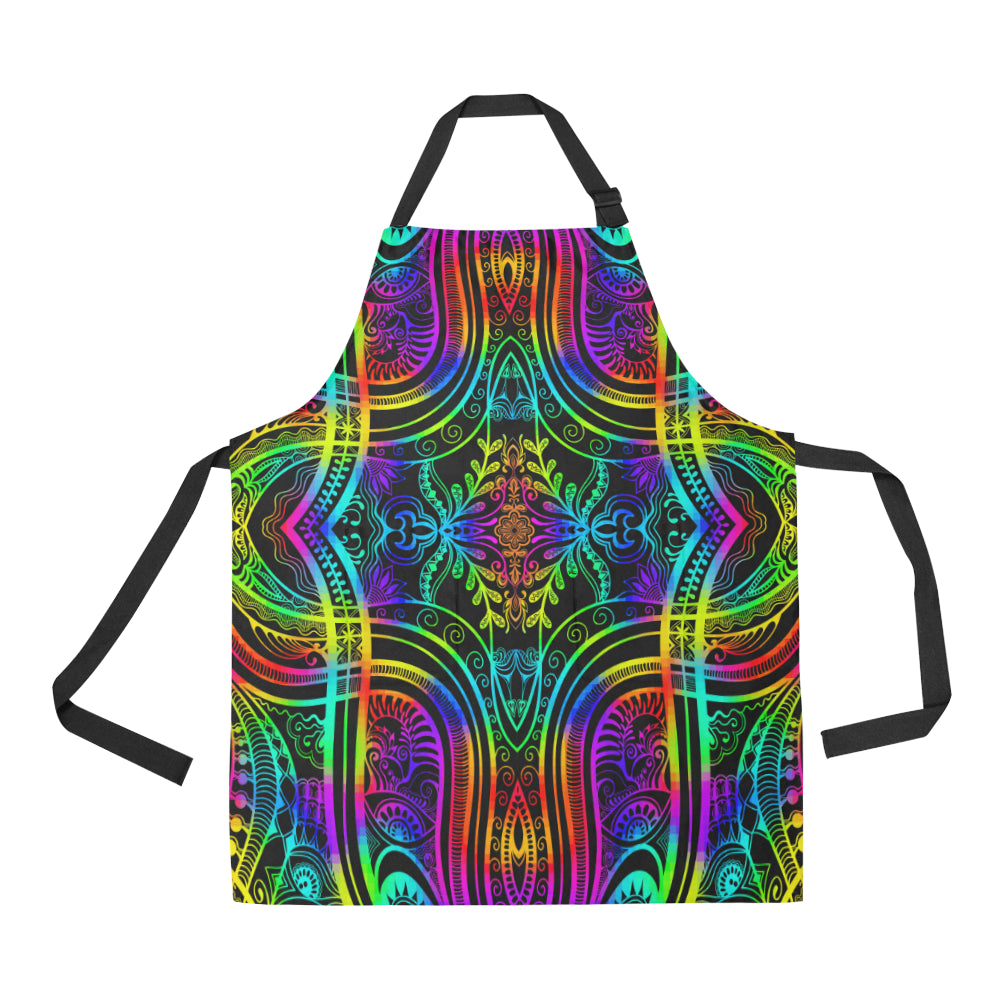 Neon Trible Rainbow Pattern Print Design A01 Apron with Pocket