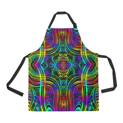 Neon Trible Rainbow Pattern Print Design A01 Apron with Pocket