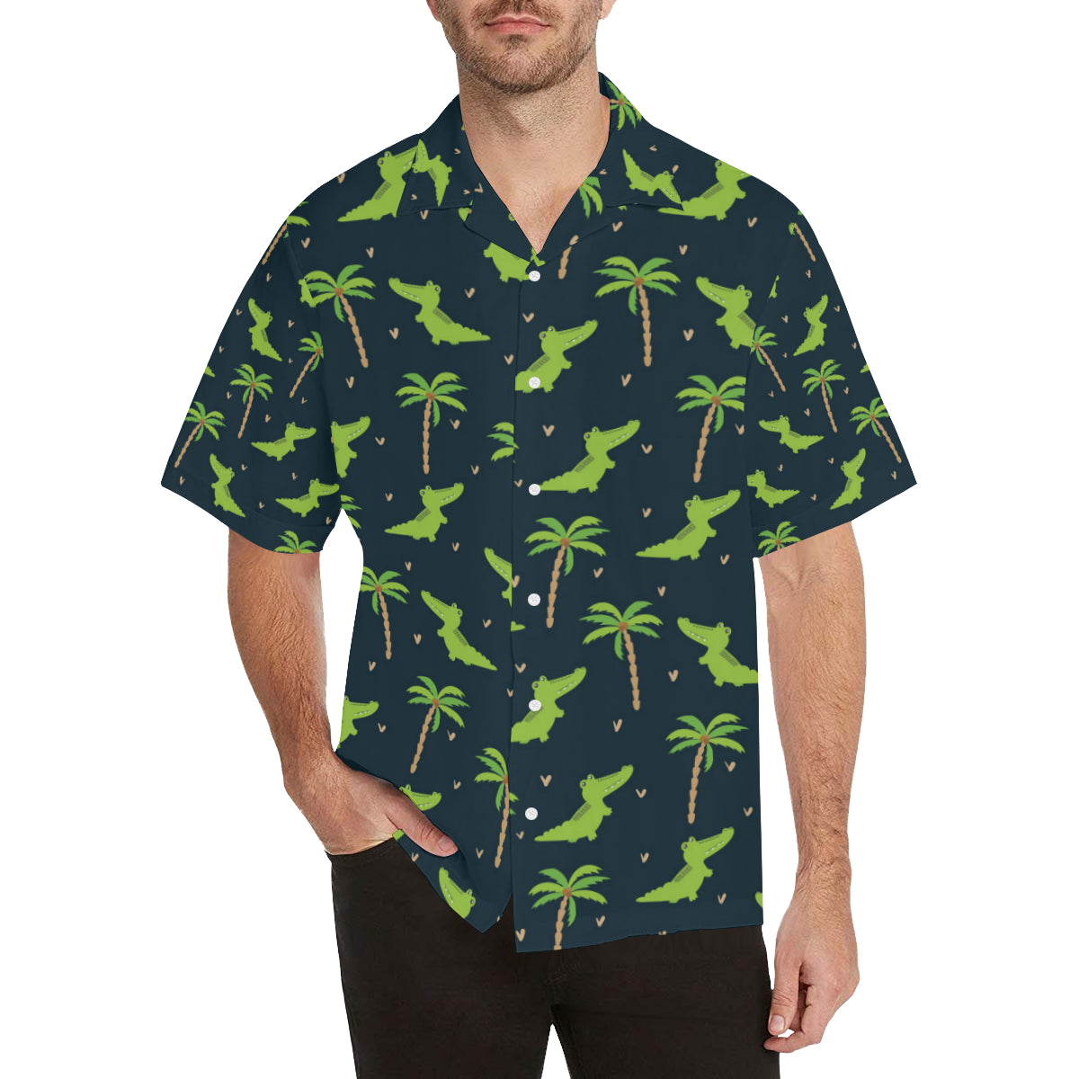 Alligator Pattern Print Design 02 Men's Hawaiian Shirt