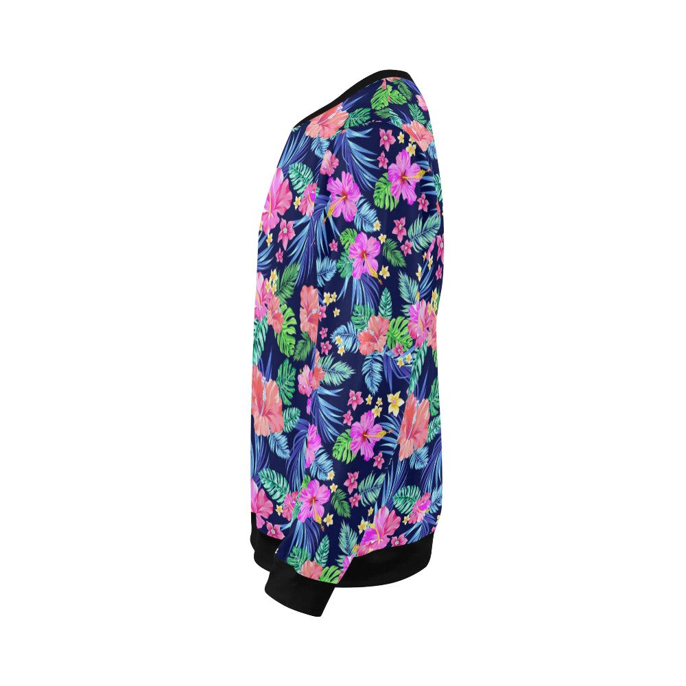 Neon Hibiscus Pattern Print Design HB016 Men Long Sleeve Sweatshirt