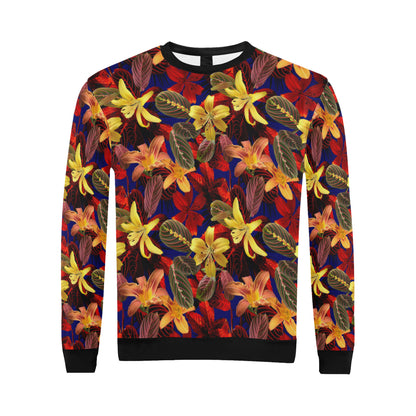 Lily Pattern Print Design LY014 Men Long Sleeve Sweatshirt