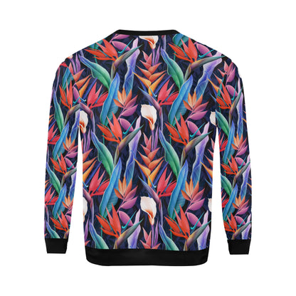 Tropical Flower Pattern Print Design TF023 Men Long Sleeve Sweatshirt