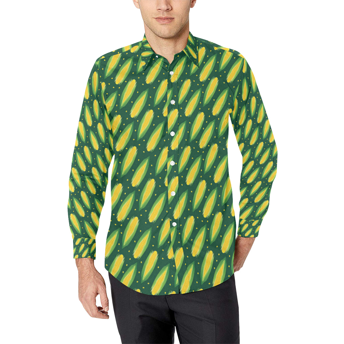 Corn Pattern Print Design 03 Men's Long Sleeve Shirt