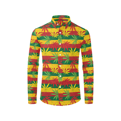 Rasta Pattern Print Design A03 Men's Long Sleeve Shirt