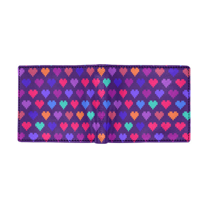 Heart Pixel Pattern Print Design HE03 Men's ID Card Wallet