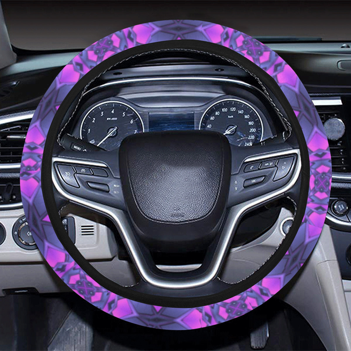 kaleidoscope Pattern Print Design Steering Wheel Cover with Elastic Edge