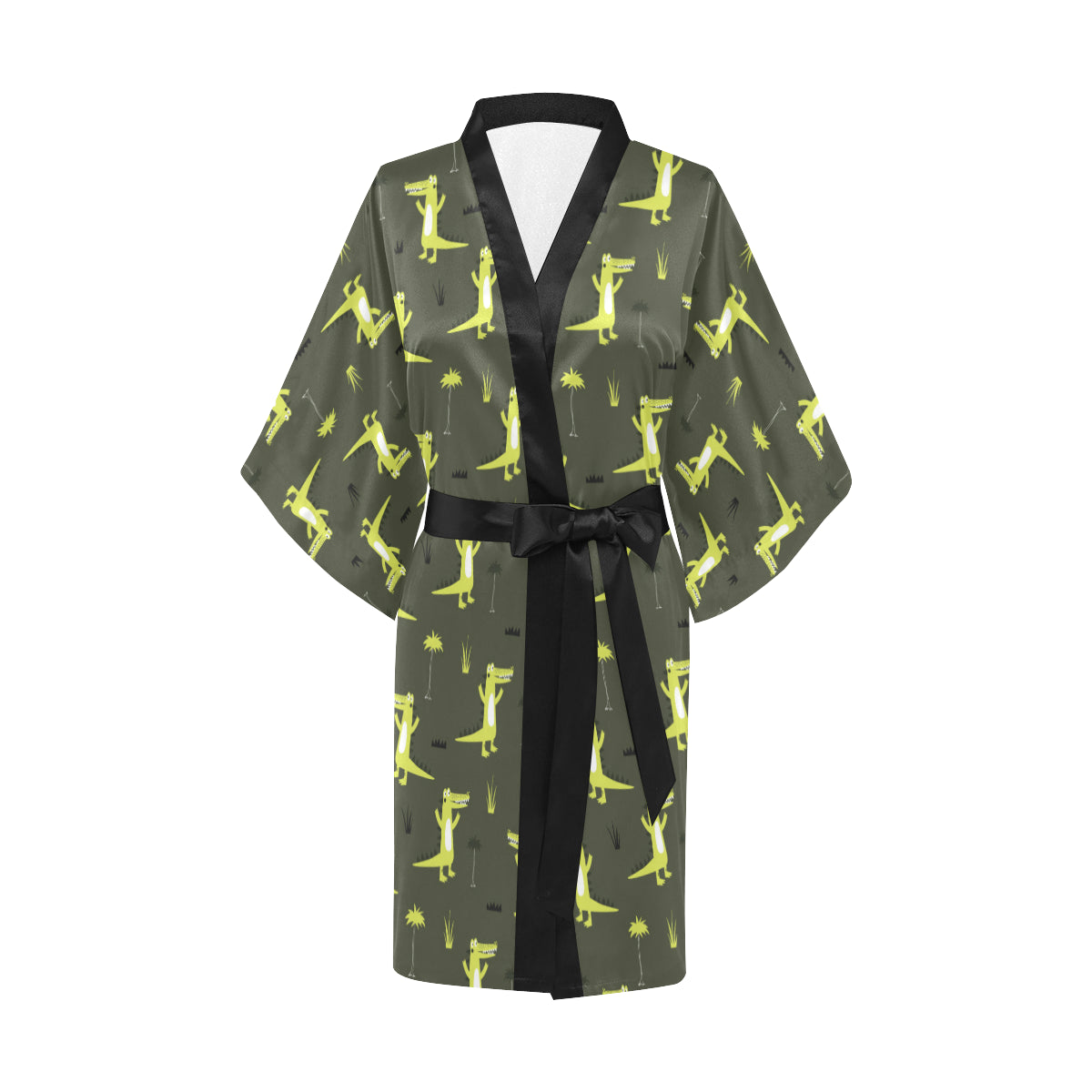 Alligator Pattern Print Design 05 Women's Short Kimono