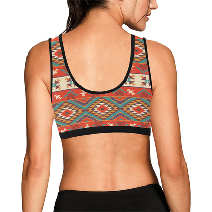Aztec Red Print Pattern Sports Bra