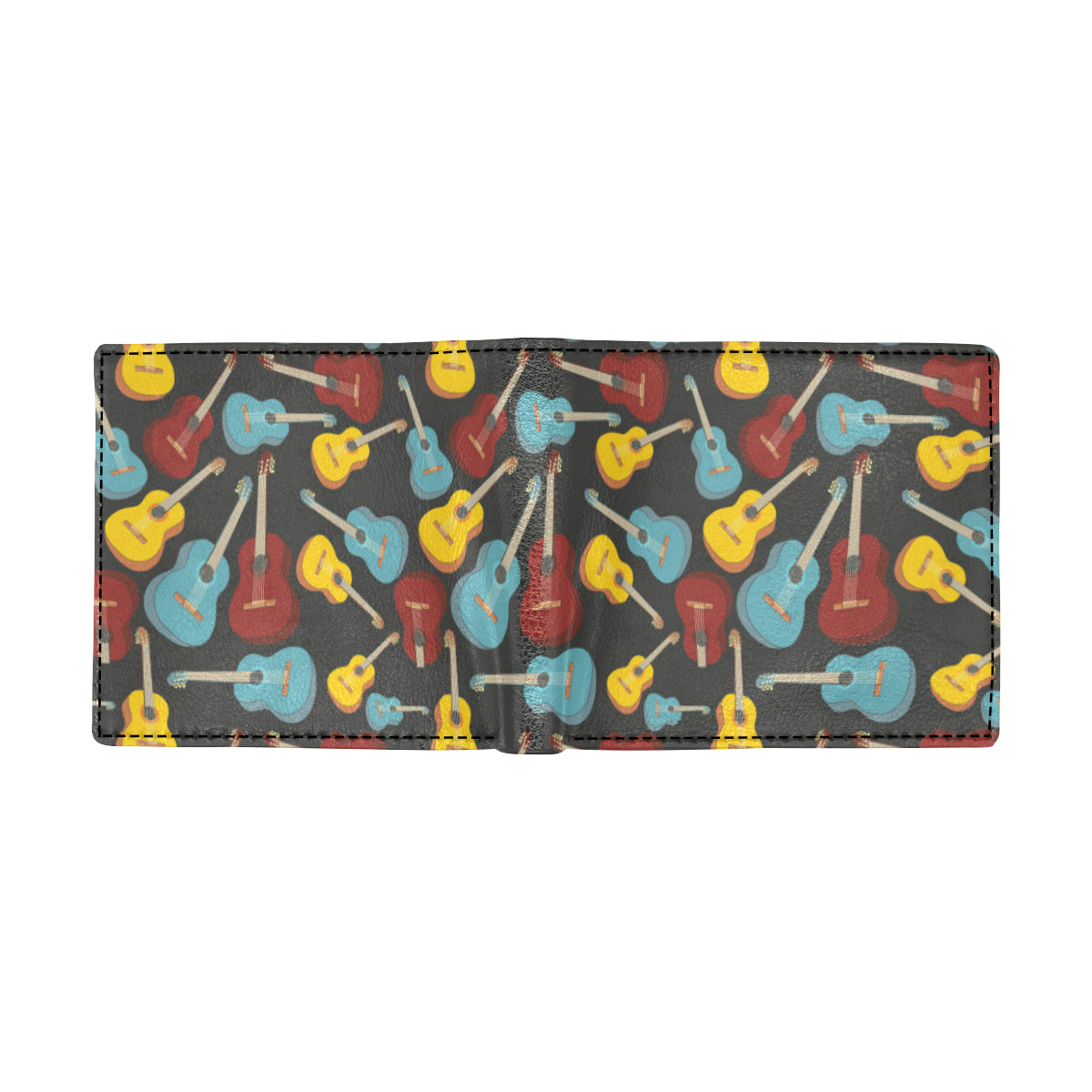 Acoustic Guitar Pattern Print Design 01 Men's ID Card Wallet