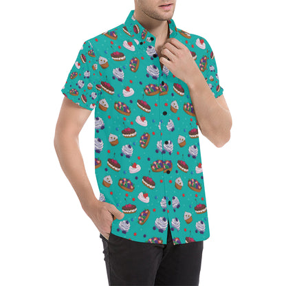 Cake Pattern Print Design 07 Men's Short Sleeve Button Up Shirt