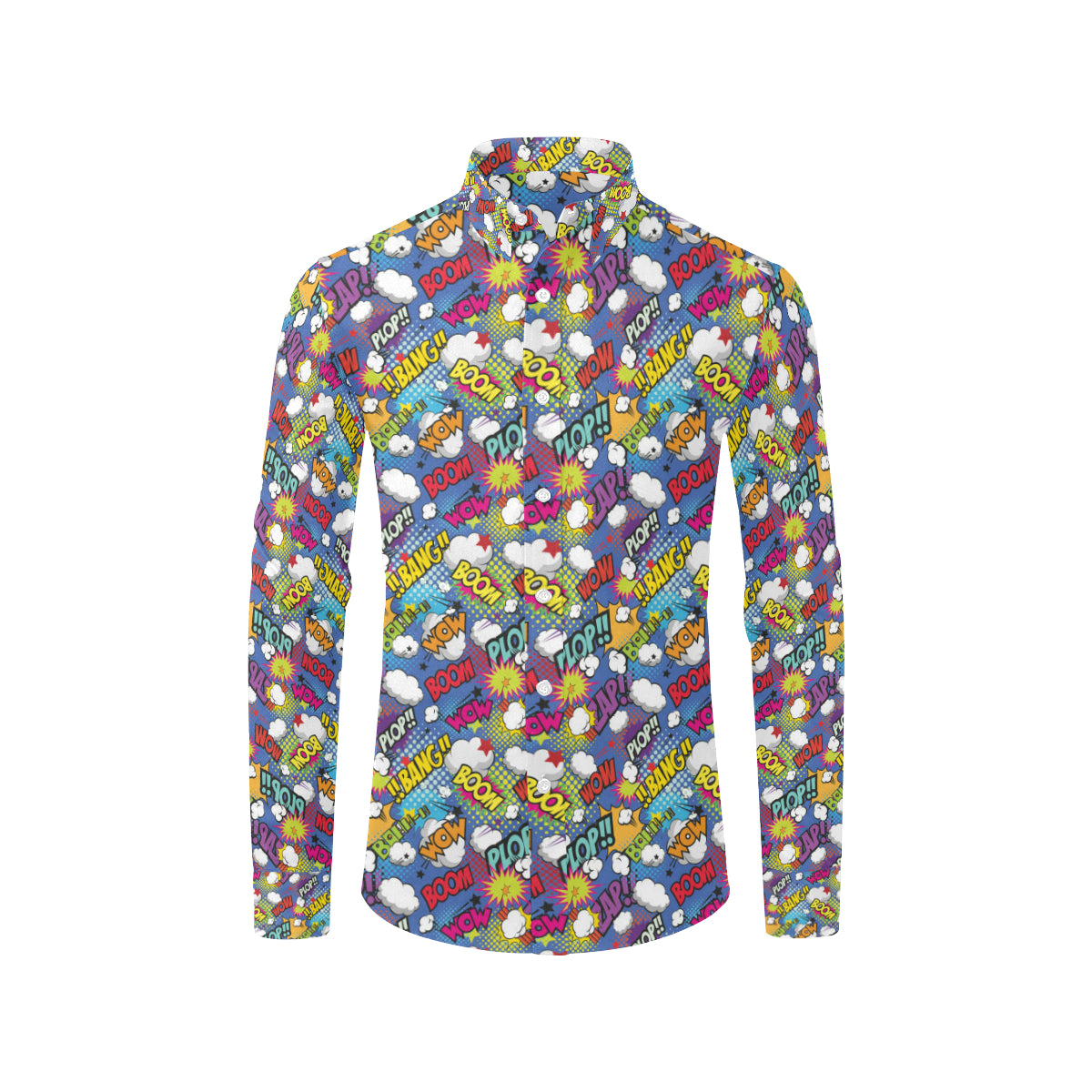 Comic Book Pattern Print Design 02 Men's Long Sleeve Shirt