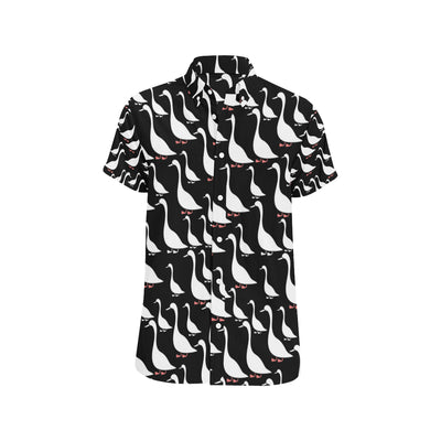 Goose Pattern Print Design 01 Men's Short Sleeve Button Up Shirt