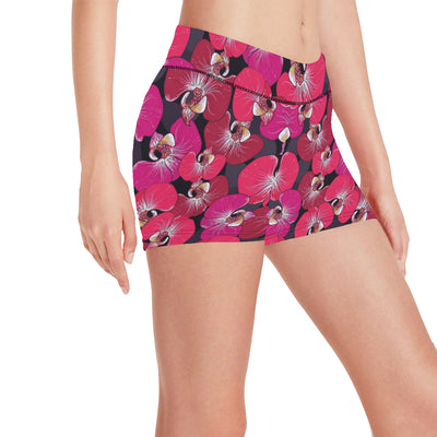 Orchid Red Pattern Print Design OR05 Yoga Shorts