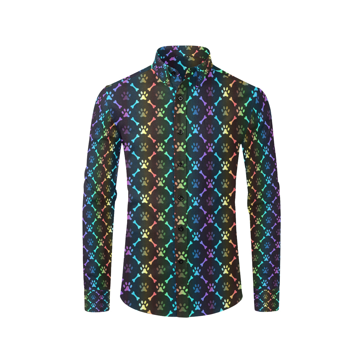 Paw Rainbow Print Men's Long Sleeve Shirt