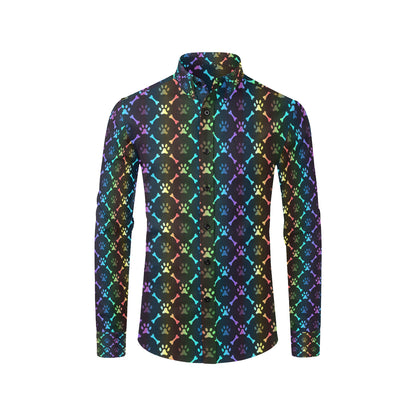 Paw Rainbow Print Men's Long Sleeve Shirt