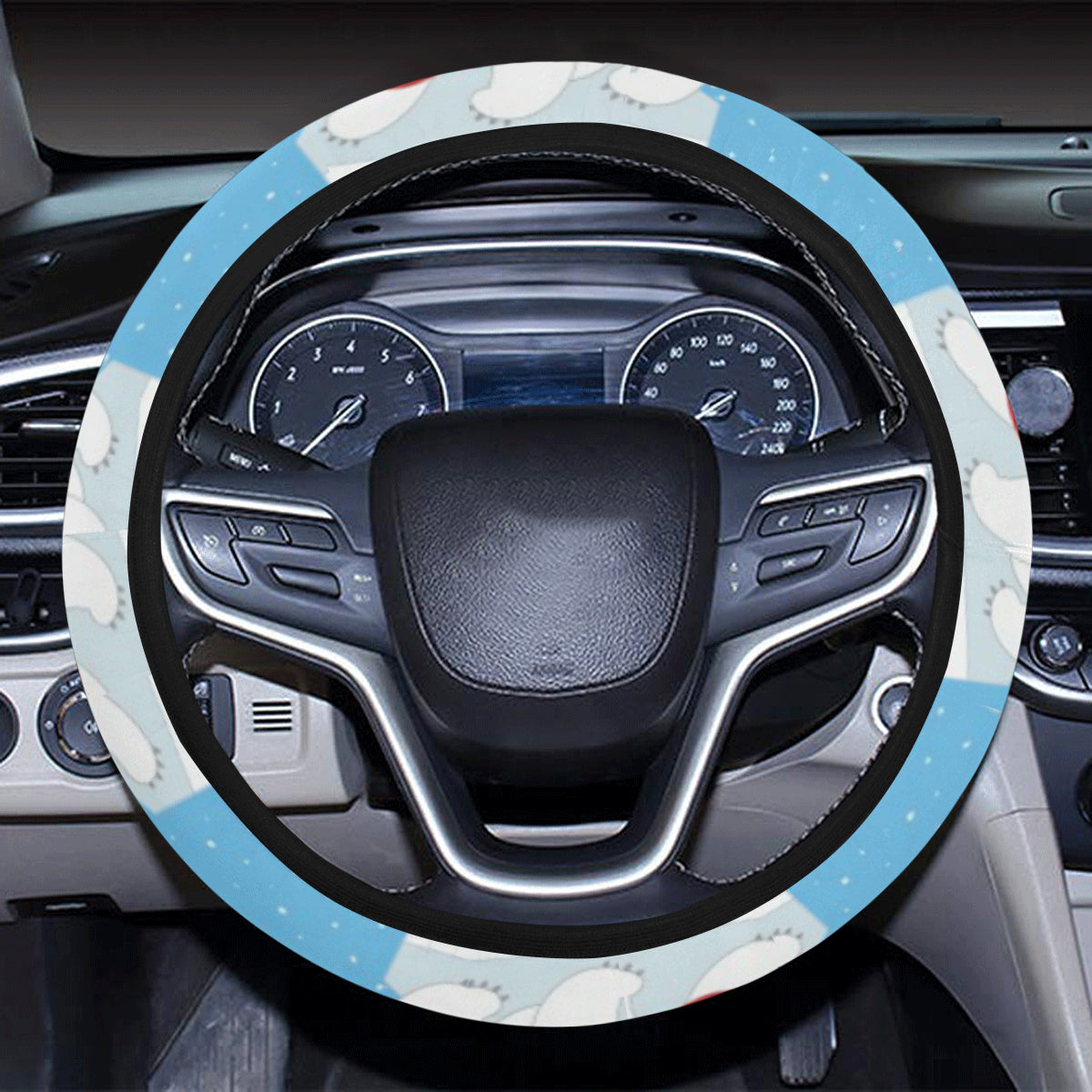 Polar Bear Pattern Print Design PB06 Steering Wheel Cover with Elastic Edge
