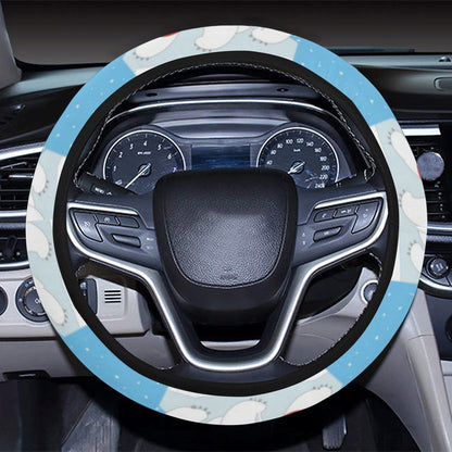 Polar Bear Pattern Print Design PB06 Steering Wheel Cover with Elastic Edge