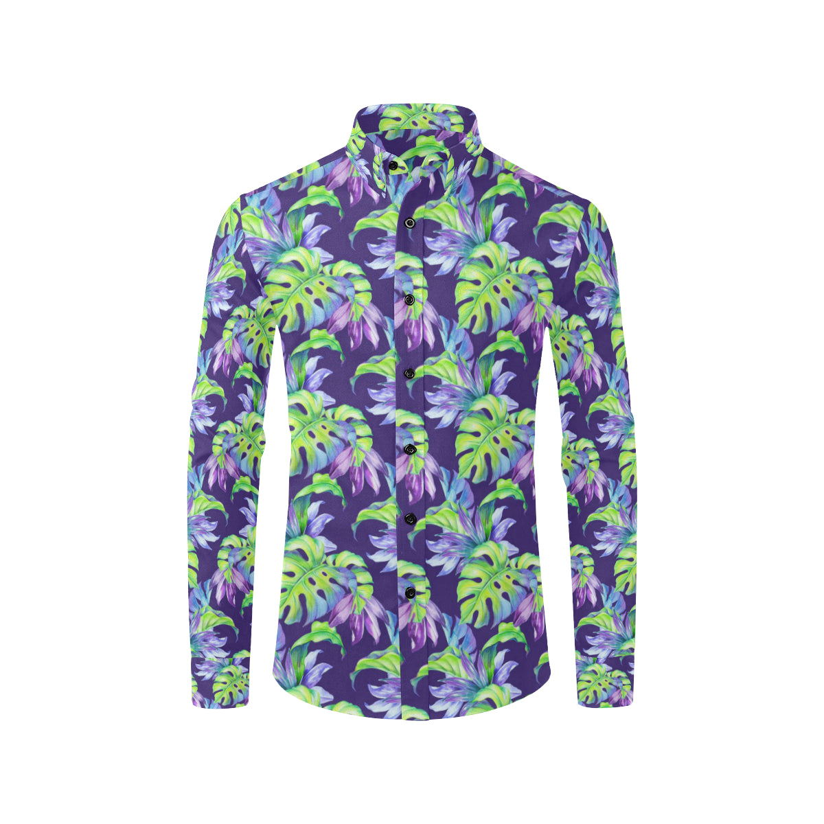 Tropical Flower Pattern Print Design TF019 Men's Long Sleeve Shirt