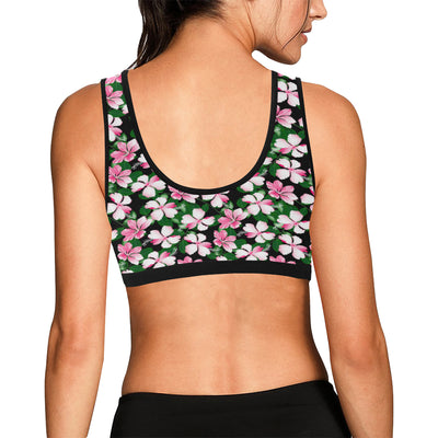 Hibiscus Pink Flower Hawaiian Print Sports Bra