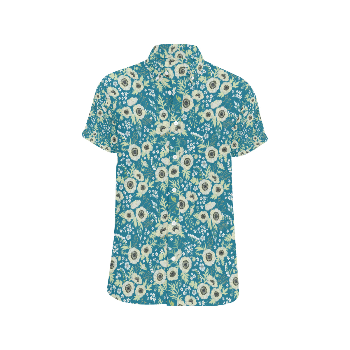 Anemone Pattern Print Design 01 Men's Short Sleeve Button Up Shirt