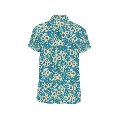 Anemone Pattern Print Design 01 Men's Short Sleeve Button Up Shirt
