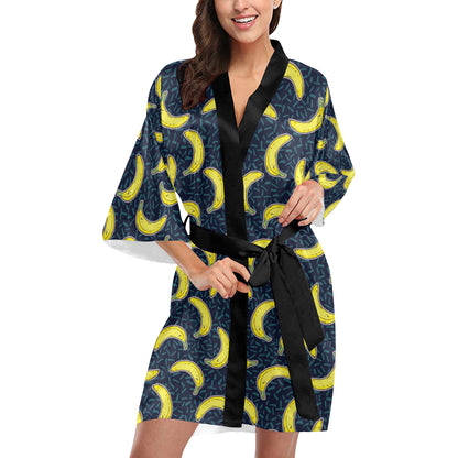 Banana Pattern Print Design BA09 Women's Short Kimono