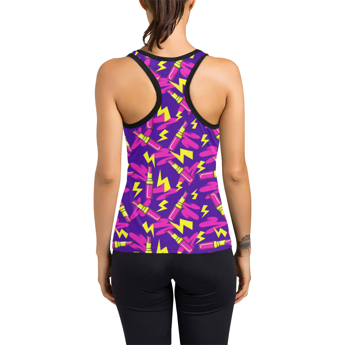 Lipstick Pattern Print Design LT04 Women's Racerback Tank Top