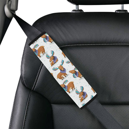 Moose Cute Pattern Print Design 01 Car Seat Belt Cover