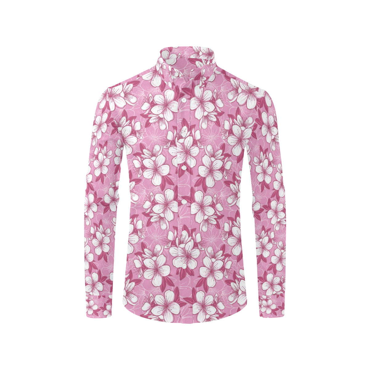 Cherry Blossom Pattern Print Design CB02 Men's Long Sleeve Shirt