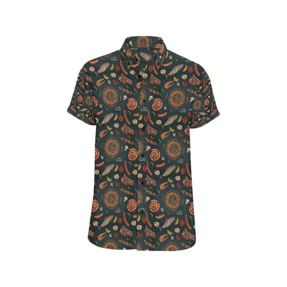 Barbecue Pattern Print Design 02 Men's Short Sleeve Button Up Shirt