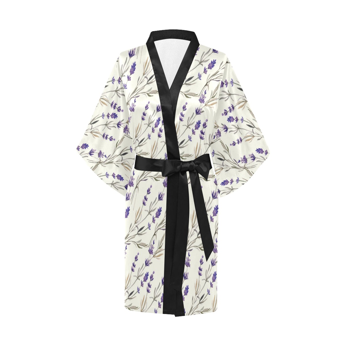 Lavender Pattern Print Design 01 Women's Short Kimono