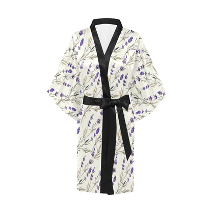 Lavender Pattern Print Design 01 Women's Short Kimono