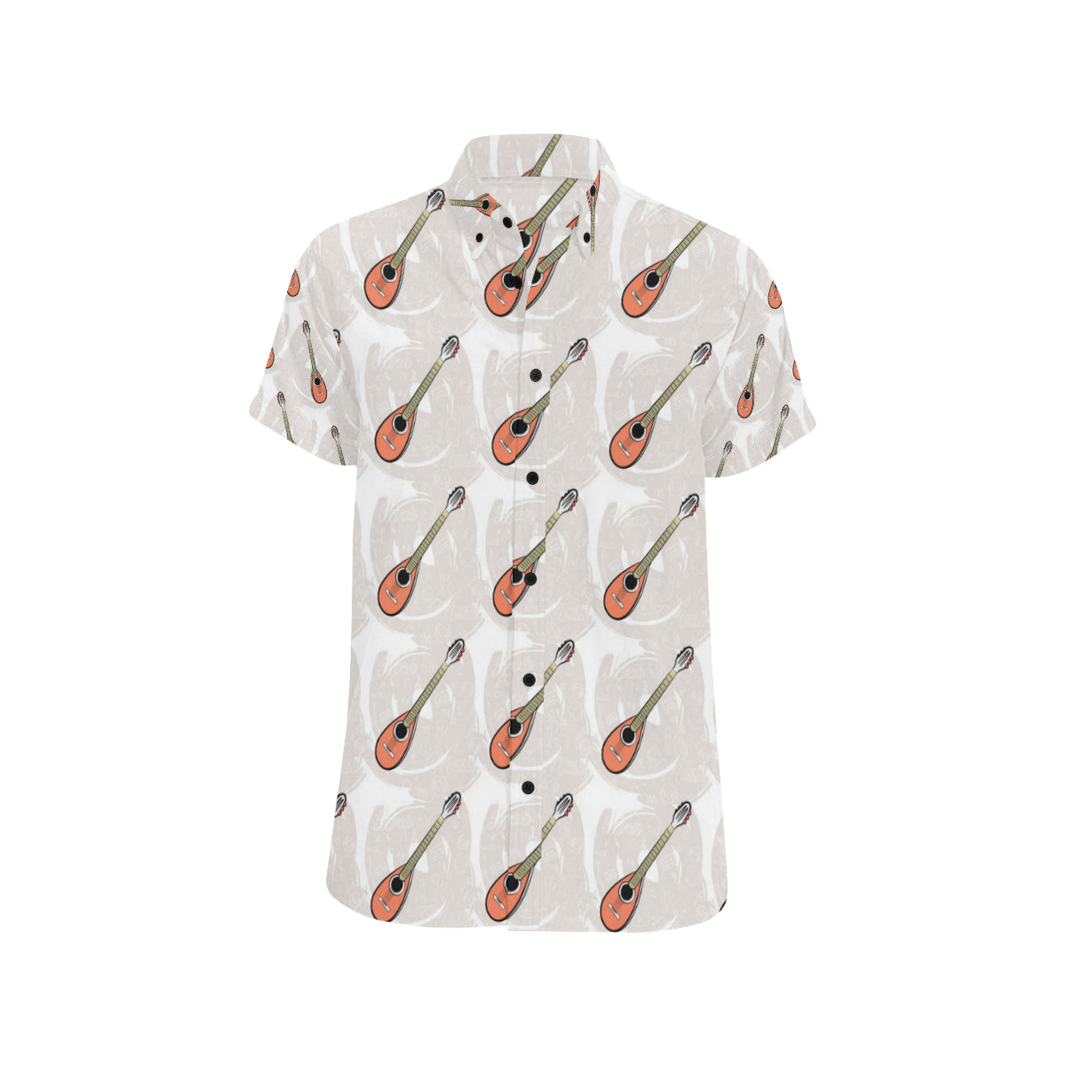Mandolin Pattern Print Design 03 Men's Short Sleeve Button Up Shirt