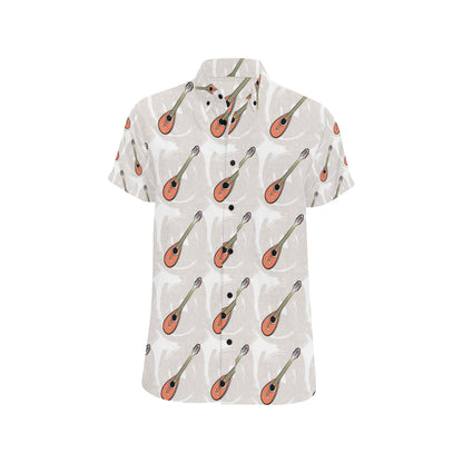 Mandolin Pattern Print Design 03 Men's Short Sleeve Button Up Shirt