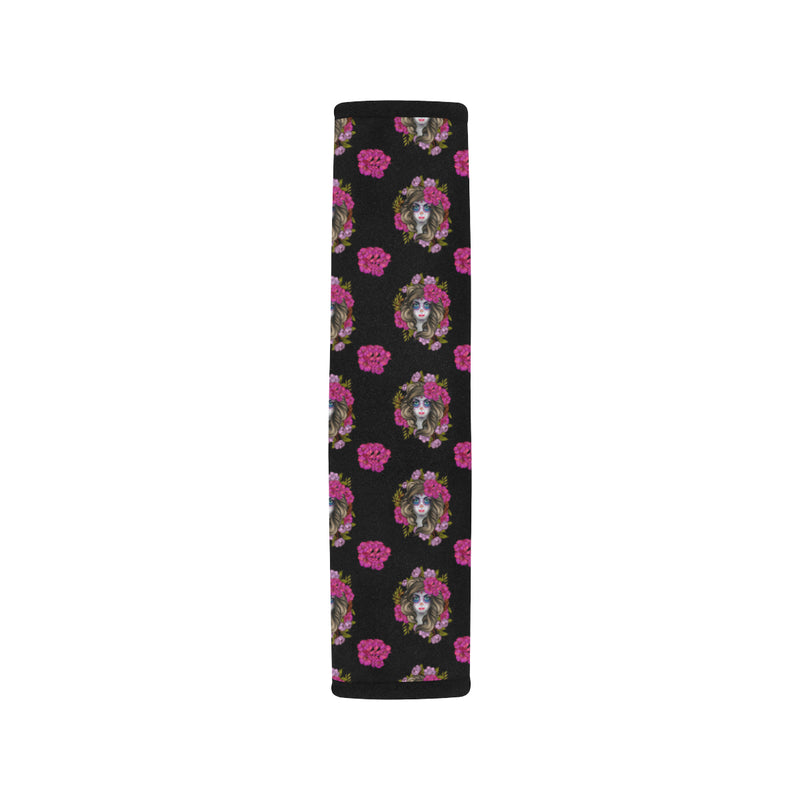 Day of the Dead Makeup Girl Car Seat Belt Cover