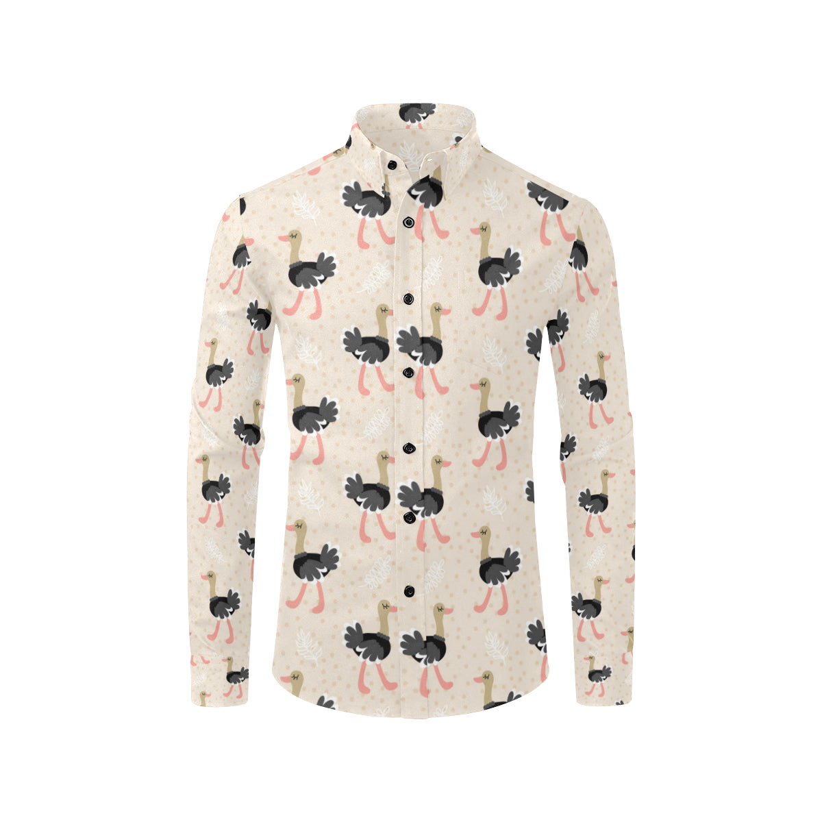 Ostrich Pattern Print Design 02 Men's Long Sleeve Shirt