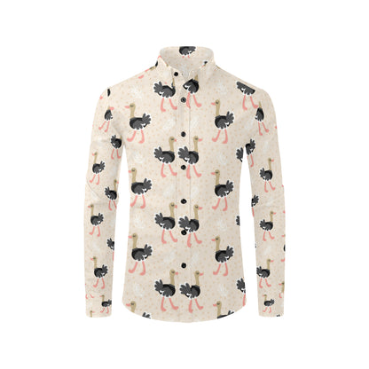 Ostrich Pattern Print Design 02 Men's Long Sleeve Shirt