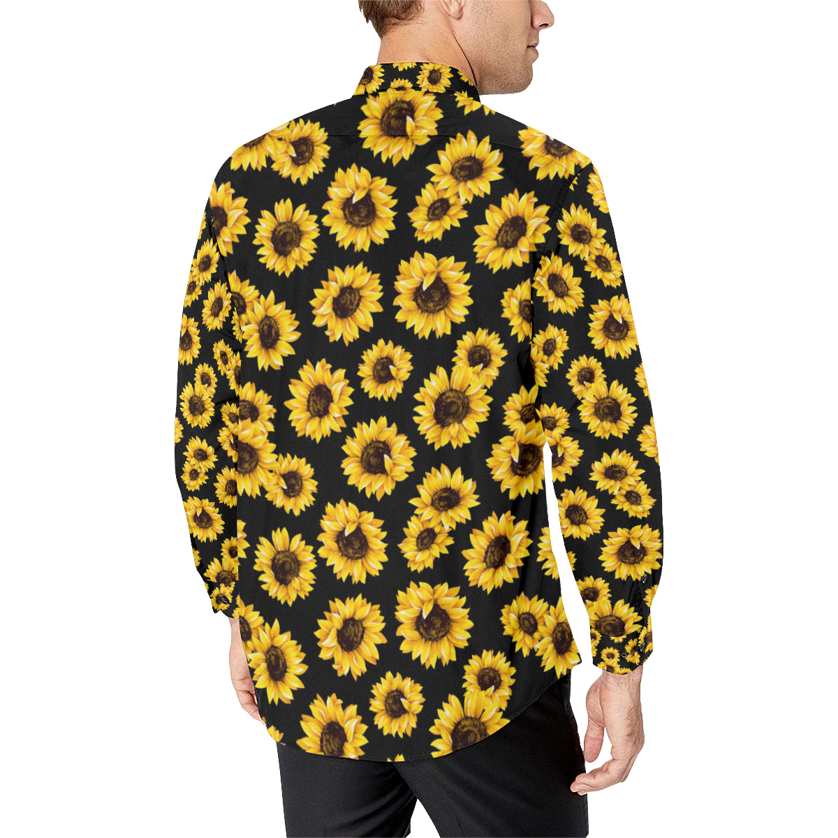 Sunflower Pattern Print Design SF05 Men's Long Sleeve Shirt
