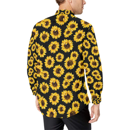Sunflower Pattern Print Design SF05 Men's Long Sleeve Shirt