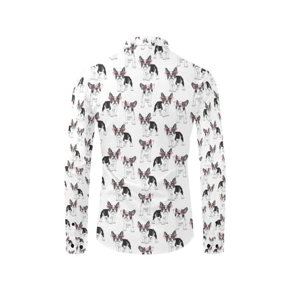 Boston Terrier Pattern Print Design 03 Men's Long Sleeve Shirt
