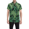 Green Fresh Tropical Palm Leaves Men's Short Sleeve Button Up Shirt