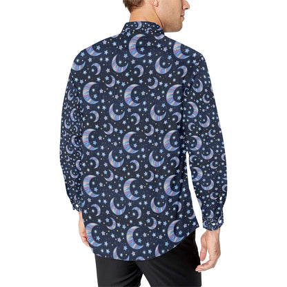 Celestial Moon Pattern Print Design 03 Men's Long Sleeve Shirt