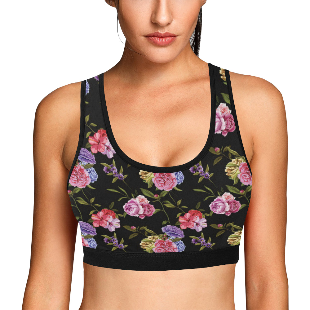 Carnations Pattern Print Design CN05 Sports Bra