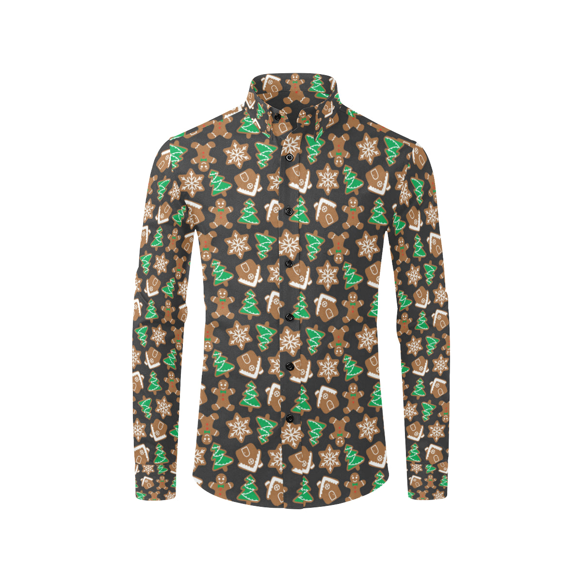 Gingerbread Pattern Print Design 02 Men's Long Sleeve Shirt