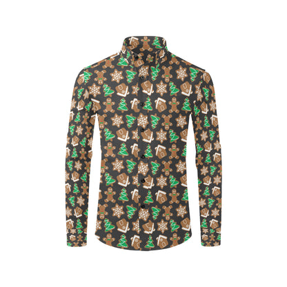 Gingerbread Pattern Print Design 02 Men's Long Sleeve Shirt